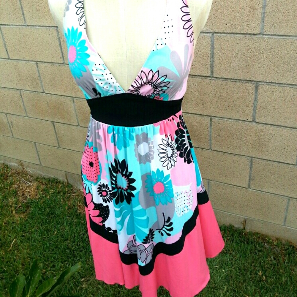 Vintage Flower Candie's Halter Dress